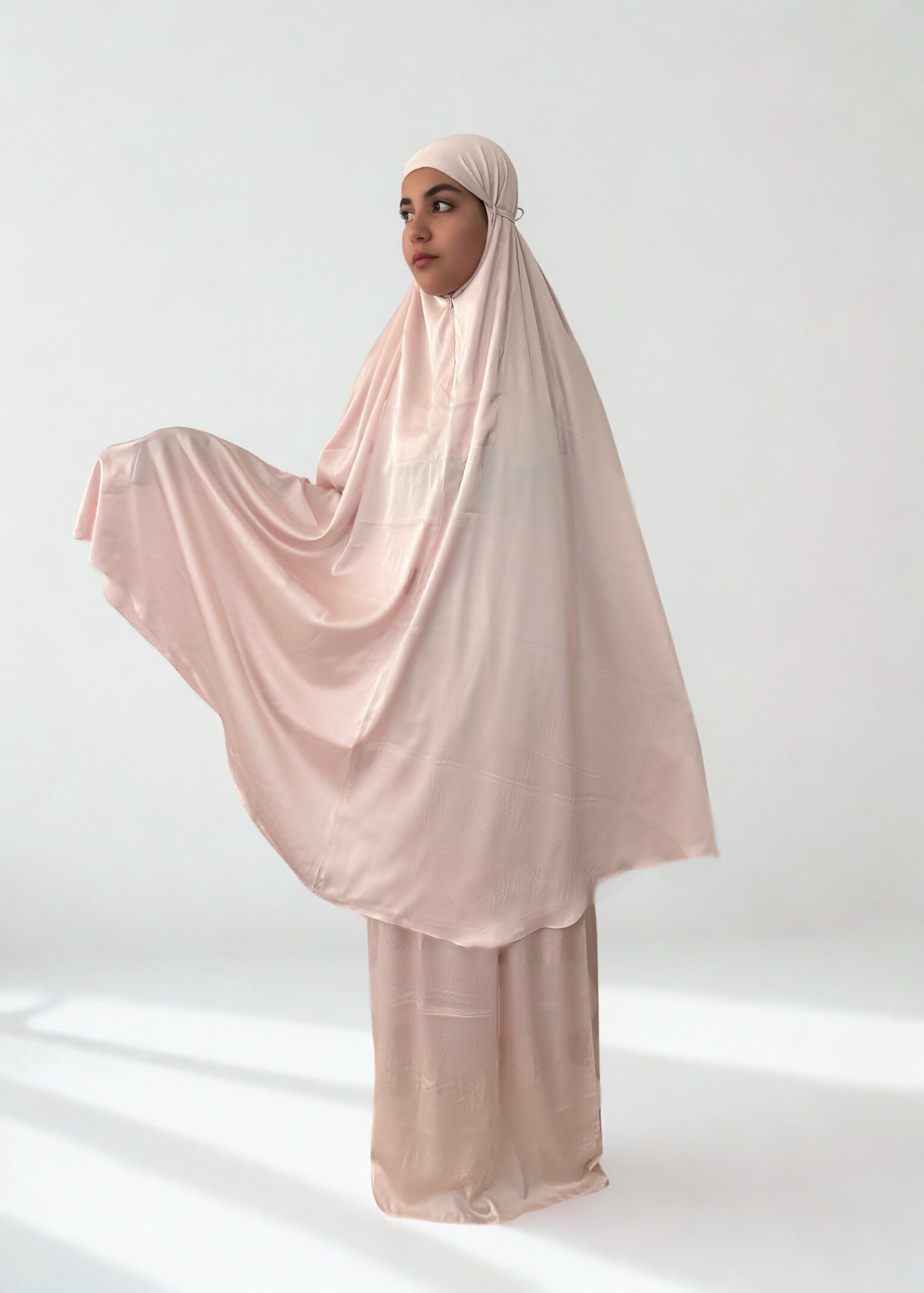 Mukena élégance soie rose 3 pièces avec pochette _ Tenue de prière haute de gamme _ NIYA
